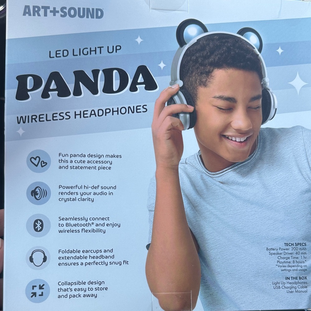 Panda Wireless Headphones - Black and Gray